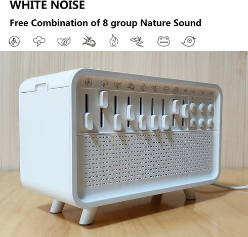 uphrgmd 200ml 8 (1PCS) Noise Humidifier, White Sleep Sound Machine with Water Tank, Soothing Nature Sounds