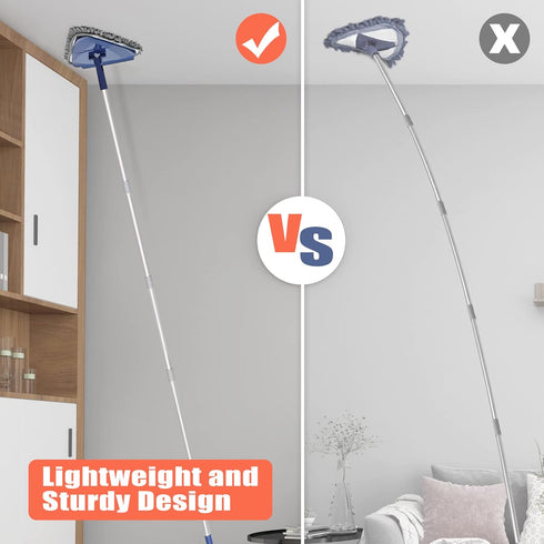 JEHONN Wall Cleaner Mop with Long Handle, 3-in-1 Ceiling Cleaning Tool with 6 Replacement Microfiber Pads