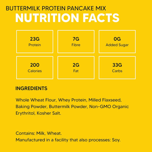 Flourish Protein Pancake & Waffle Mix, 16oz, Buttermilk, Non-GMO, High Protein & Fiber, Just Add Water, Whey Protein