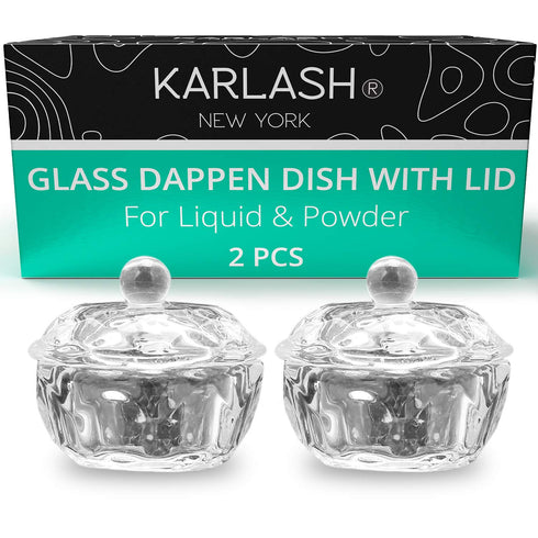 Karlash Nail Art Acrylic Liquid Powder Dappen Dish, Clear Glass Crystal Cup Glassware Tools (Pack of 2)