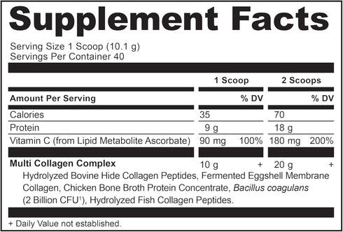 Ancient Nutrition Collagen Powder Protein with Probiotics, Multi Collagen Protein with Vitamin C, 40 Servings,