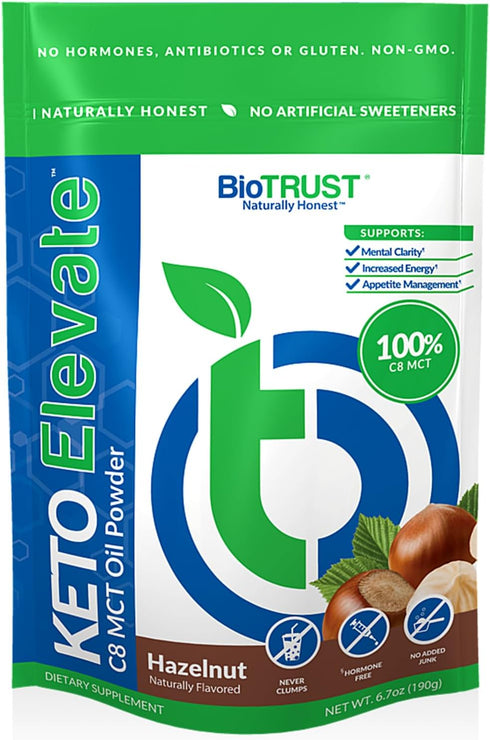 BioTrust Keto Elevate - Pure C8 MCT Oil Powder - Ketogenic Diet Supplement, Non-GMO, 20 Servings