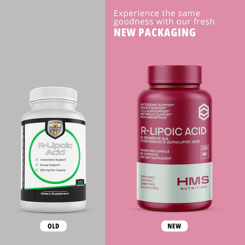 Stabilized R-Lipoic Acid 300mg Per Serving, R Alpha Lipoic Acid ALA Supplement for Nerve, Energy & Metabolism Support,