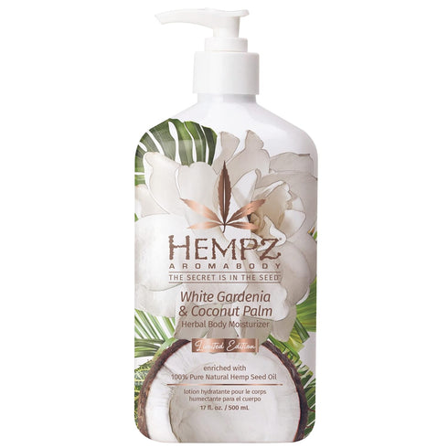 Hempz Body Lotion Moisturizer - White Gardenia & Coconut Palm - Daily Cream with Shea Butter, Coconut Oil, 17 Fl Oz