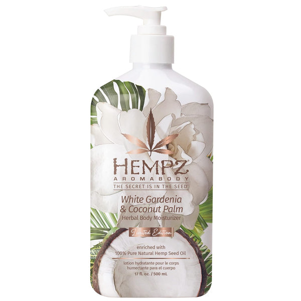 Hempz Body Lotion Moisturizer - White Gardenia & Coconut Palm - Daily Cream with Shea Butter, Coconut Oil, 17 Fl Oz