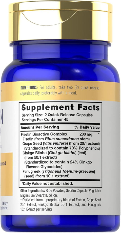 Carlyle Fisetin Complex | 200mg | 90 Capsules | Non-GMO and Gluten Free Supplement