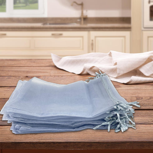 100PCS 6x9 Inches Organza Drawstring Pouches for Jewelry Party Wedding Favor Gift Bags, Gray