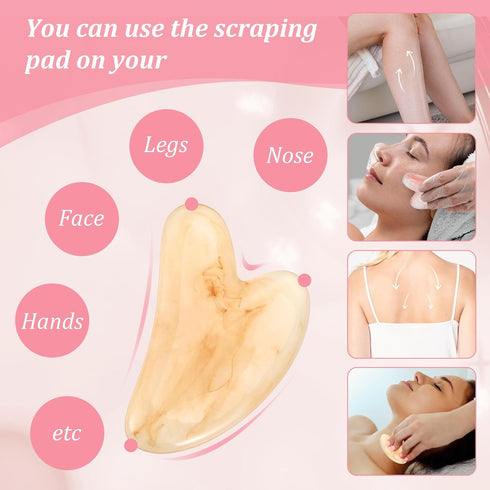 Ubamdom 24 Pcs Gua Sha Facial Tool Resin Gua Sha Massage Tool Heart Shaped Gua Sha Stone Guasha Board for Face Body
