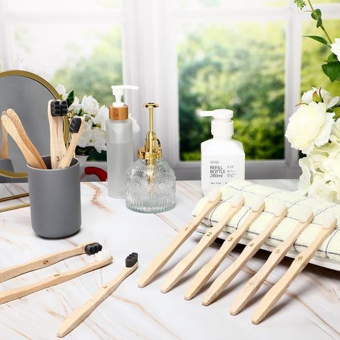 Sieral 24 Pcs Toothbrushes, Extra Soft Bristles Wooden Bamboo, Individually Wrapped for Kids and Adults, Travel Friendly