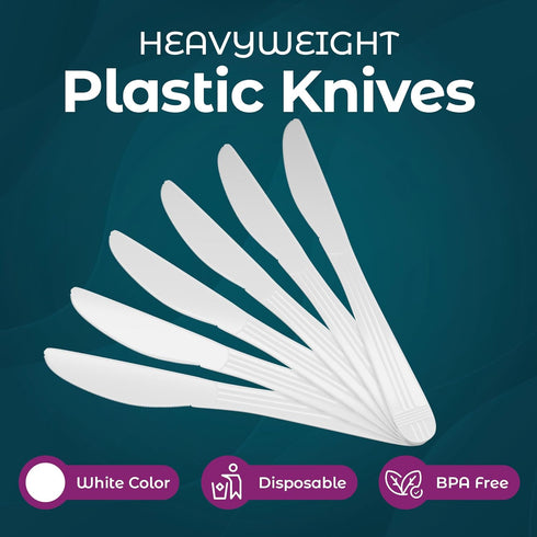 Heavy Duty Plastic Knives, Disposable Plastic Utensils for Parties, Celebrations, and Events, Pack of 500