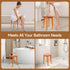 16 Inch Round Bamboo Waterproof Shower Bathroom Stool Chair, Duty Wooden Bath Corner Shaving Legs Bench Seat (Honey