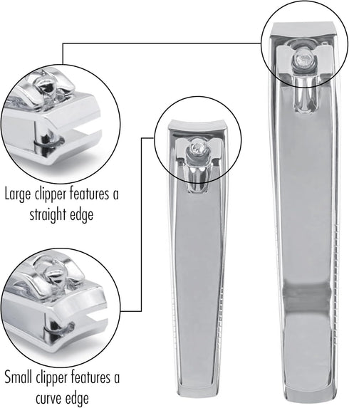 Nail Clippers, Sharp Edge Fingernail and Toenail Clipper Cutter, Thick Nail Tool for Manicure and Pedicure (Silver)