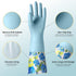 3 Pairs Rubber Cleaning Gloves, Reusable Dishwashing Gloves with Cotton Liner, Long Cuff 16" for Household Use