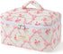 Large Travel Quilted Makeup Bag, Cute Bow Cotton Cosmetic Bag, Fashionable Aesthetic Toiletry Bag