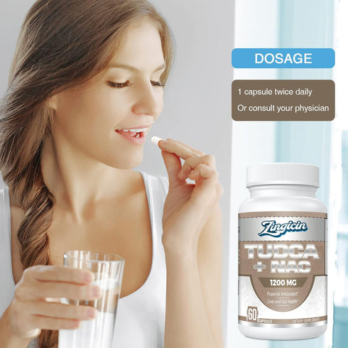 TUDCA with NAC Supplement 1200mg, 60 Capsules, Powerful Antioxidant for Liver and Digestion Support