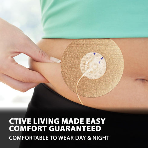 Universal Adhesive Patches for CGM and Insulin Pumps, 20 Pack Waterproof & Breathable, Pre-Cut Adhesive Tape, Beige