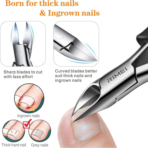 Toenail Clippers, Professional Thick & Ingrown Nail Clippers for Men & Seniors, Podiatrist Recommended, Pedicure Clippers Toenail Cutters, Stainless Steel Sharp Curved Blade Grooming Tool