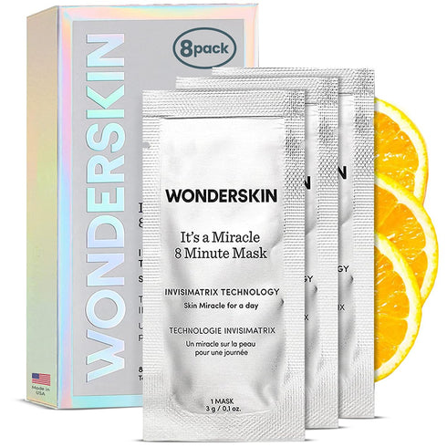 Wonderskin 8 Minute Hydrating Face Mask, Anti Aging Mask with Vitamin C and Niacinamide, Moisturizing Face Mask Pack of