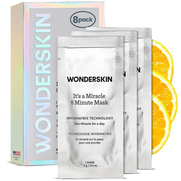 Wonderskin 8 Minute Hydrating Face Mask, Anti Aging Mask with Vitamin C and Niacinamide, Moisturizing Face Mask Pack of
