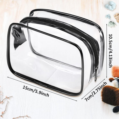 Weewooday 12 Pieces Clear Cosmetics Bag, PVC Zippered Toiletry Carry Pouch, Waterproof Makeup Bag - Small, Black