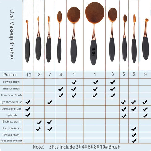 Yoseng Oval Foundation Brush, 5 Pcs Toothbrush Makeup Brushes for Fast Flawless Application