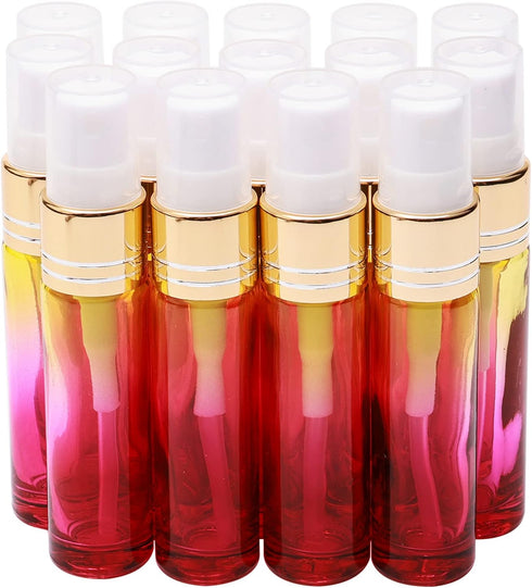 14Pcs 10ml Yellow Rose Gradient Color Spray Bottles - Refillable Makeup Travel Fine Mist Sprayer