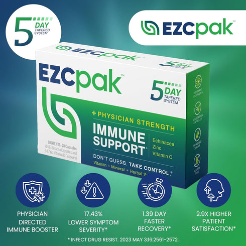 EZC Pak 5-Day Immune Support Booster - Vitamin C, Zinc, Echinacea, Immune Support Supplement for Adults