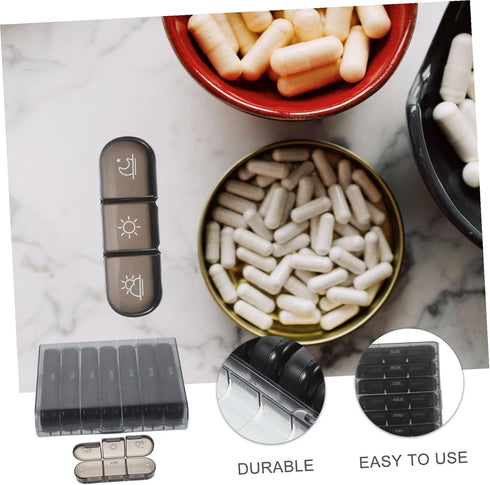 Portable Weekly Medicine Organizer Case Storage Container for Travel and Home Lightweight Pill Dispenser Box Featuring