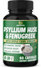 BMVINVOL Psyllium Husk Fiber Supplement with Fenugreek, Apple Cider Vinegar, Turmeric, Ginger, Black Pepper - 60