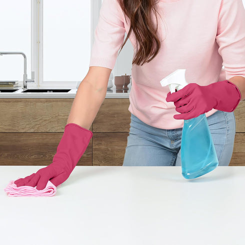 Reusable Rubber Gloves for Dishwashing, 4 Pairs, Household Cleaning Gloves for Washing Dishes, Small