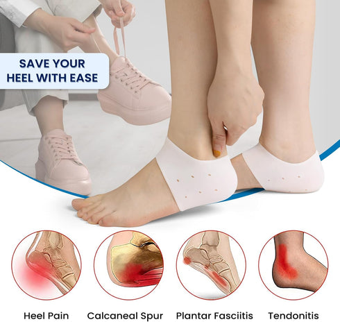 Plantar Fasciitis Gel Heel Protectors - 3 Pairs Heel Cups for Women & Men, Pain Relief Cushions for Achilles Tendonitis