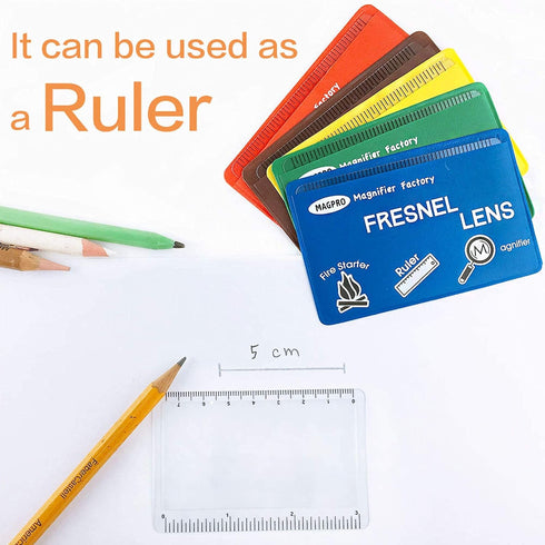 3X Card Lens Magnifier 3.5" x 2" with Protective Sleeves and Ruler Scale, Flexible Fresnel Lens, 3 Pack