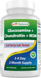 Best Naturals Glucosamine Chondroitin and MSM Non-GMO - Promotes Joint Health - 180 Count