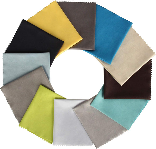 Fu Store 12 Pack Microfiber Cleaning Cloths - 6" x 7" Assorted Colors for Cleaning Eyeglasses, Cell Phones, Screens