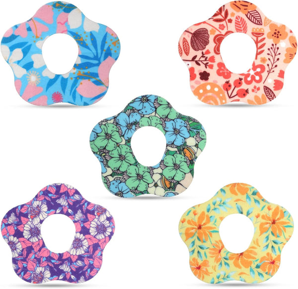 25pcs Adhesive Patches for Dexcom G7 - Waterproof Over Patch with Hole Sensor Covers, Flower Adhesive Tape