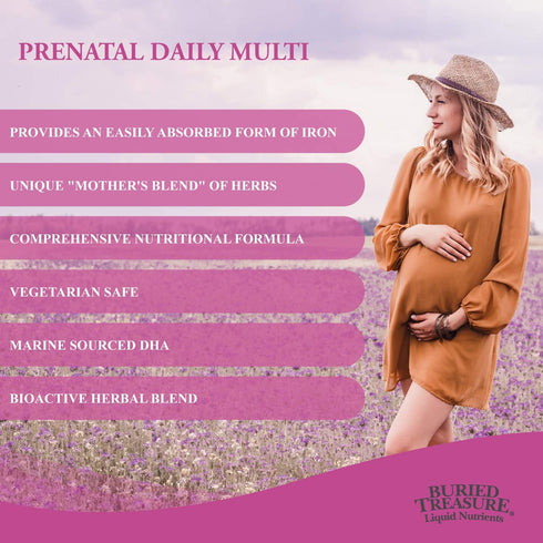 Buried Treasure Prenatal Plus DHA Complete - 16 oz Orange Banana Flavor, High Potency Liquid Formula Supplement for