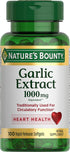 Nature's Bounty Garlic Extract 1000mg - 100 Rapid Release Softgels, Herbal Supplement for Circulatory Function