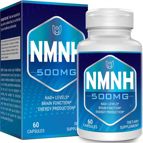NMNH (Dihydronicotinamide Mononucleotide), 500mg NAD Supplement to Boost NAD+ Levels for Anti Aging, Energy, Focus - 60