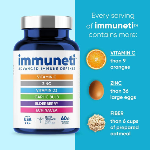 Immuneti Immune 6-in-1 Immunity D3, (1) Advanced Support Doctor Formulated Daily Supplement Made in USA With Vitamin C