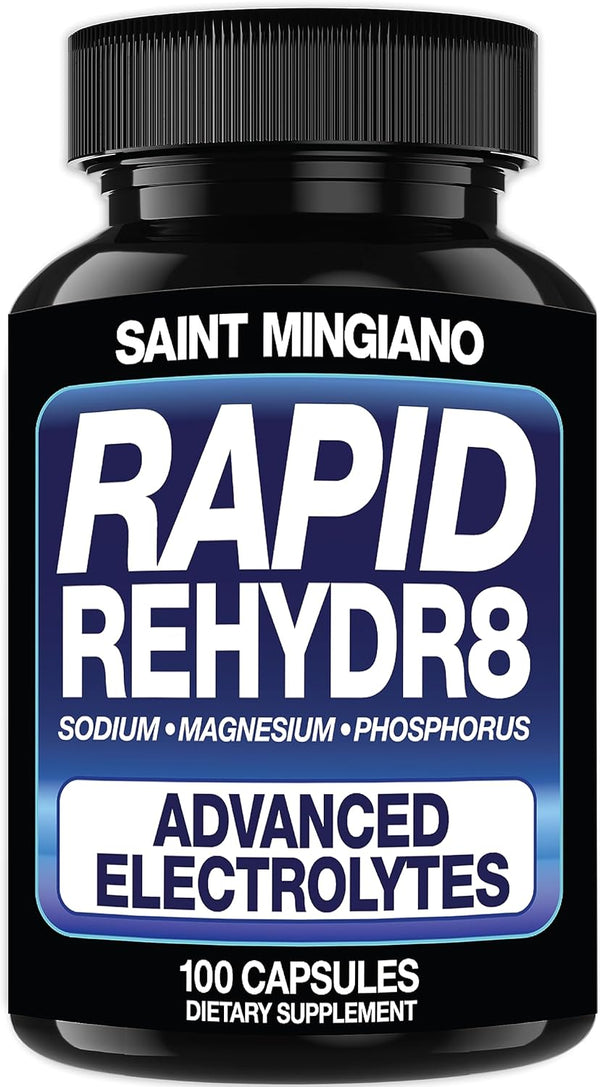 Rapid Rehydr8 Electrolyte Supplements, 100 Capsules, Aid in The Prevention of Cramping and Supports Muscle Endurance