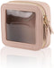 Mini Clear Makeup Bag for Purse, Cute Small Travel Cosmetic Bag with Visual Window & Dual Zippers, Pink Mini Pouch
