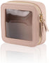 Mini Clear Makeup Bag for Purse, Cute Small Travel Cosmetic Bag with Visual Window & Dual Zippers, Pink Mini Pouch
