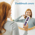 2 Pcs Toothbrush Travel Case, Colorful Pattern Holder and Covers for Travel, Includes Travel Tongue Scraper Case