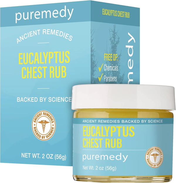 Puremedy Eucalyptus Chest Rub, Homeopathic Remedy for Deep Breathing and Relaxation, 2oz.