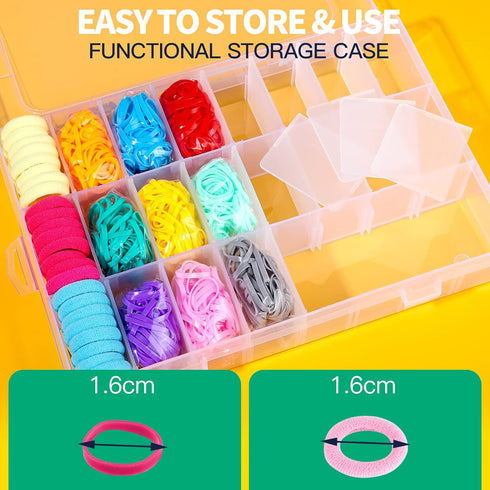 YGDZ Elastic Hair Bands 1500pcs Rubber Bands 80pcs Cotton Toddler Hair Ties Colorful Holders