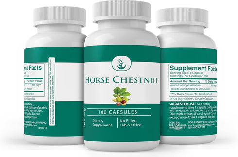 PURE ORIGINAL INGREDIENTS Horse Chestnut (100 Capsules) - Always Pure, No Additives or Fillers