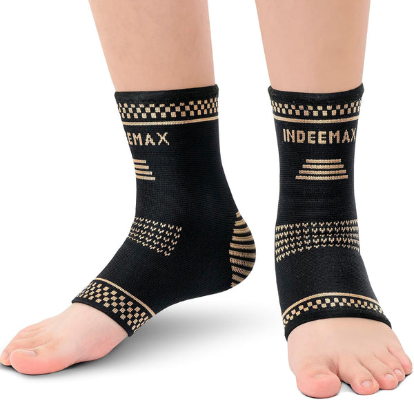 Copper Ankle Brace for Men and Women, Ankle Compression Sleeve for Sprained Ankle, Plantar Fasciitis, Foot Pain Relief