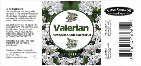 Diffuse Essential Oils 10ml - Valerian Essential Oil - 0.33 Fluid Ounces