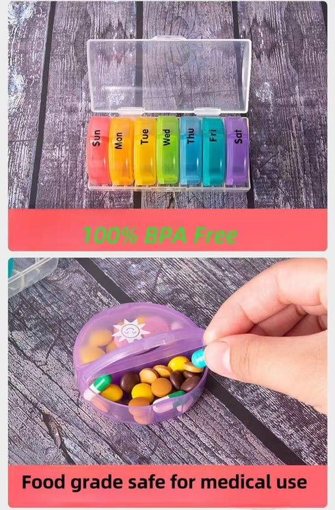 HoneyHu 7 2 Weekly Pill Organizer Day AM PM, Large Times a Day Vitamin Box with Extra Large Compartments, Leak Proof