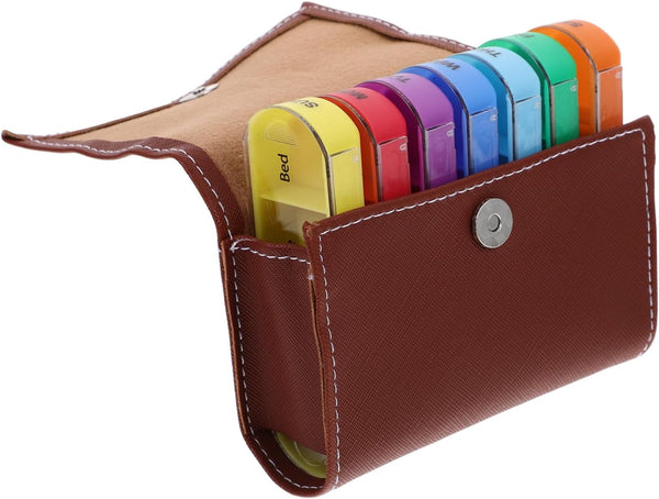 HAKIDZEL Weekly Portable Medicine Dispenser Organizer with Compartments and Storage Bag Lightweight PP